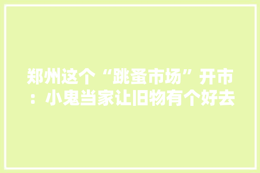 郑州这个“跳蚤市场”开市：小鬼当家让旧物有个好去处