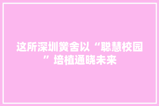 这所深圳黉舍以“聪慧校园”培植通晓未来,教诲的拼音。
