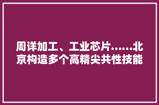 周详加工、工业芯片……北京构造多个高精尖共性技能平台