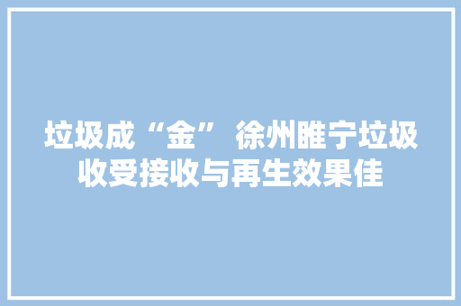 垃圾成“金” 徐州睢宁垃圾收受接收与再生效果佳