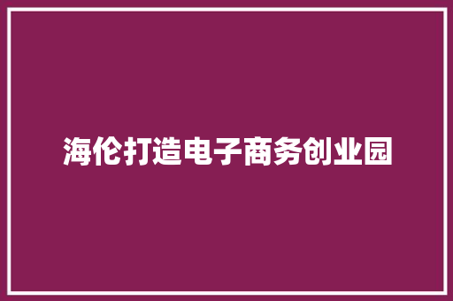 海伦打造电子商务创业园,电商是做什么的。