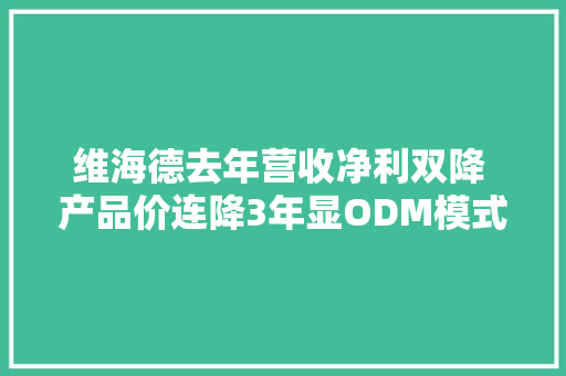 维海德去年营收净利双降 产品价连降3年显ODM模式短板