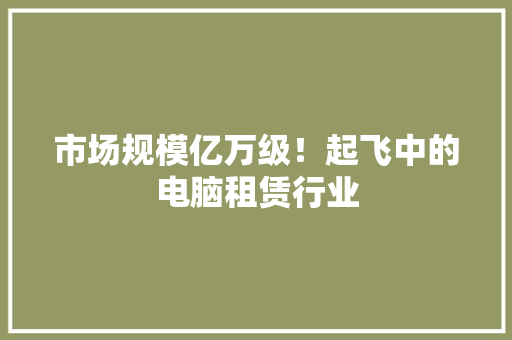 市场规模亿万级！起飞中的电脑租赁行业
