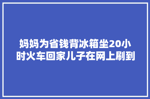 妈妈为省钱背冰箱坐20小时火车回家儿子在网上刷到心疼又愧疚