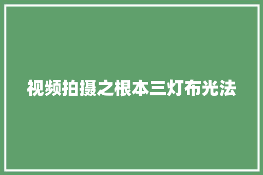 视频拍摄之根本三灯布光法