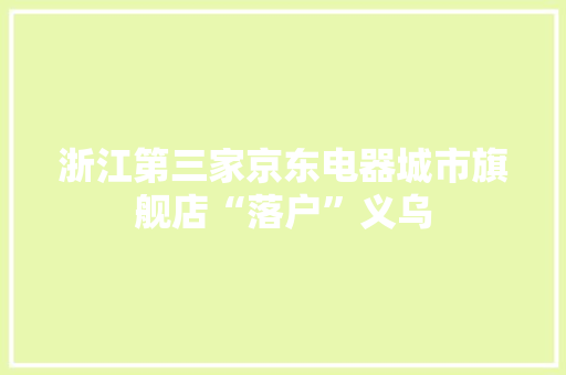 浙江第三家京东电器城市旗舰店“落户”义乌
