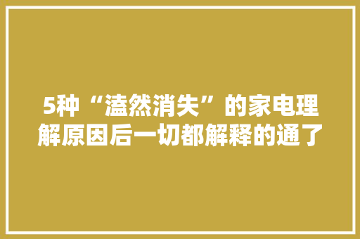 5种“溘然消失”的家电理解原因后一切都解释的通了,油烟机十大品牌最新排名榜单。