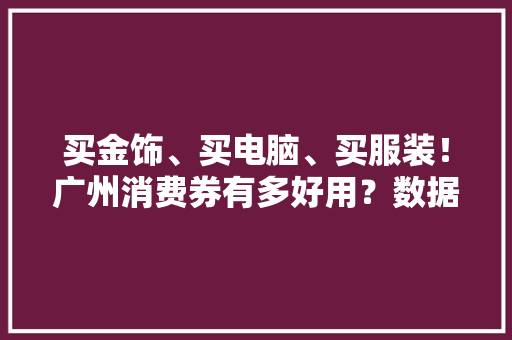 买金饰、买电脑、买服装！广州消费券有多好用？数据来了