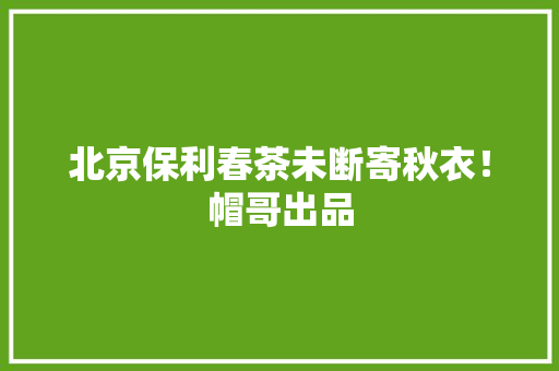 北京保利春茶未断寄秋衣！帽哥出品