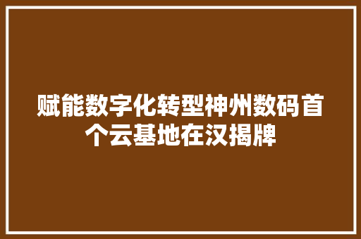 赋能数字化转型神州数码首个云基地在汉揭牌,武汉天气。