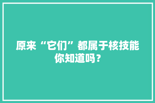 原来“它们”都属于核技能你知道吗？