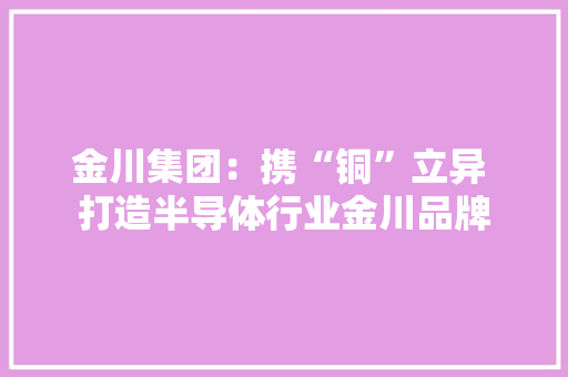 金川集团：携“铜”立异 打造半导体行业金川品牌
