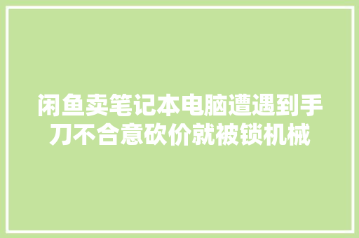 闲鱼卖笔记本电脑遭遇到手刀不合意砍价就被锁机械