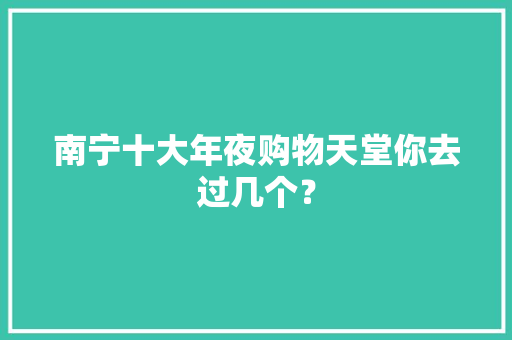 南宁十大年夜购物天堂你去过几个？