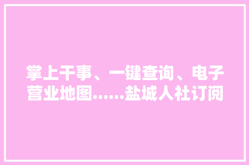 掌上干事、一键查询、电子营业地图......盐城人社订阅号上新啦,人社局是什么单位。