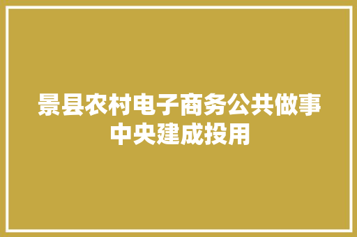 景县农村电子商务公共做事中央建成投用