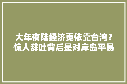 大年夜陆经济更依靠台湾？惊人辞吐背后是对岸岛平易近不敢直面的原形,台湾地区入出境许可证。