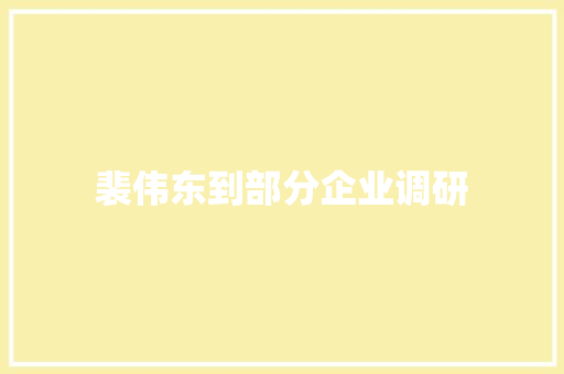 裴伟东到部分企业调研