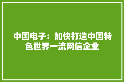 中国电子：加快打造中国特色世界一流网信企业,一流风水看星斗二流风水看水口三流风水抱着罗盘满街走。