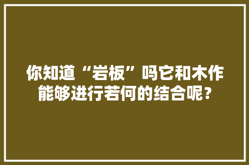 你知道“岩板”吗它和木作能够进行若何的结合呢？
