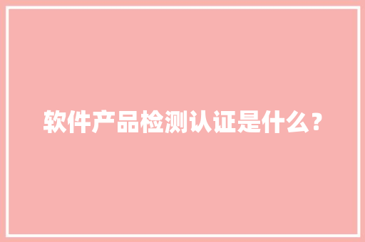 软件产品检测认证是什么？