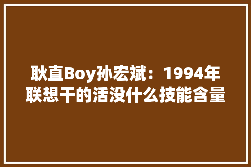 耿直Boy孙宏斌：1994年联想干的活没什么技能含量