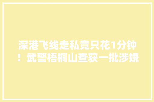 深港飞线走私竟只花1分钟！武警梧桐山查获一批涉嫌跨境走私对象