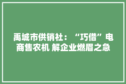 禹城市供销社：“巧借”电商售农机 解企业燃眉之急