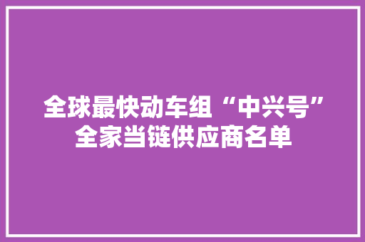全球最快动车组“中兴号”全家当链供应商名单,动车组配属查询。