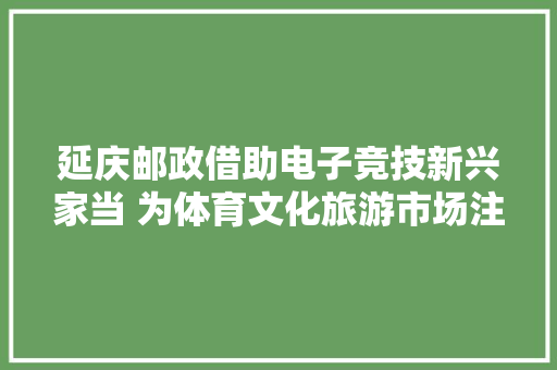 延庆邮政借助电子竞技新兴家当 为体育文化旅游市场注入新活力