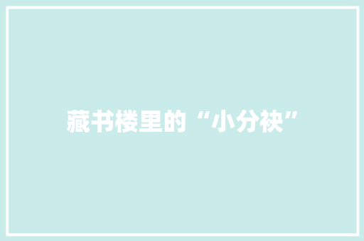 藏书楼里的“小分袂”