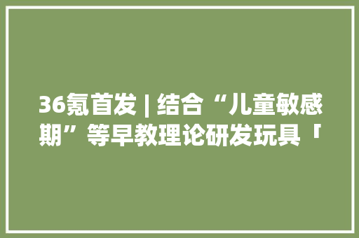 36氪首发 | 结合“儿童敏感期”等早教理论研发玩具「百思童年」完成7000多万元A轮融资