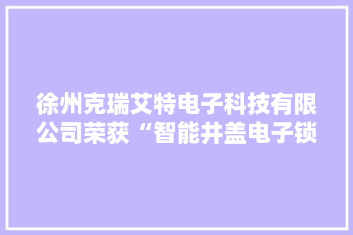 徐州克瑞艾特电子科技有限公司荣获“智能井盖电子锁十大年夜品牌”