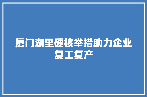 厦门湖里硬核举措助力企业复工复产
