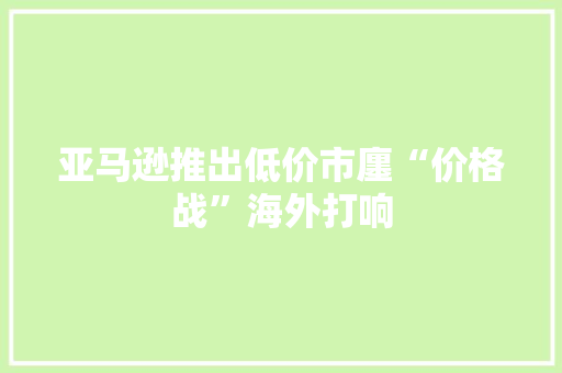 亚马逊推出低价市廛“价格战”海外打响,电商是做什么的。