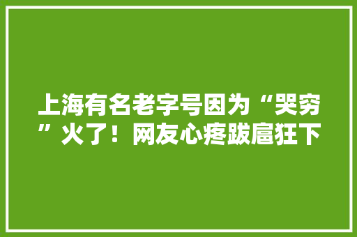 上海有名老字号因为“哭穷”火了！网友心疼跋扈狂下单后他们现在慌去世了……,网友的英文。