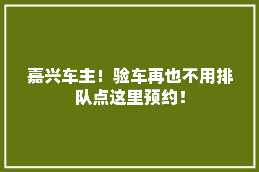 嘉兴车主！验车再也不用排队点这里预约！