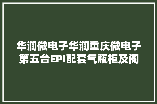 华润微电子华润重庆微电子第五台EPI配套气瓶柜及阀箱购买招标
