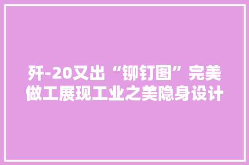 歼-20又出“铆钉图”完美做工展现工业之美隐身设计千锤百炼