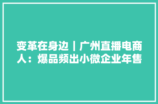 变革在身边｜广州直播电商人：爆品频出小微企业年售额数亿,电商是做什么的。