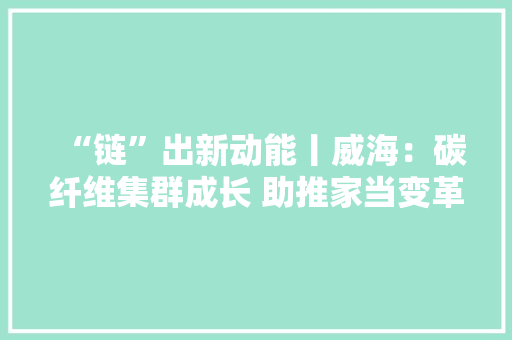 “链”出新动能丨威海：碳纤维集群成长 助推家当变革