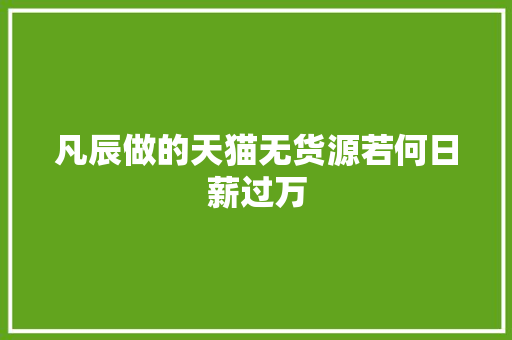 凡辰做的天猫无货源若何日薪过万