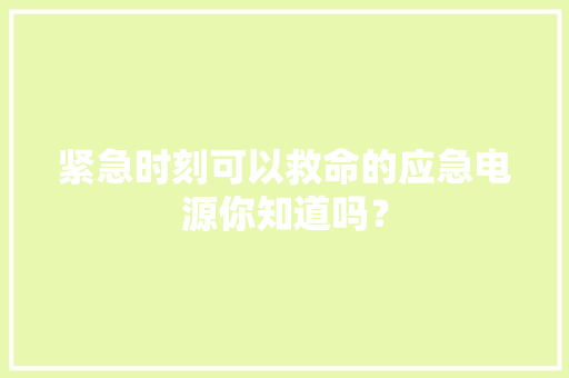 紧急时刻可以救命的应急电源你知道吗？,应急电源搭电的正确方法。