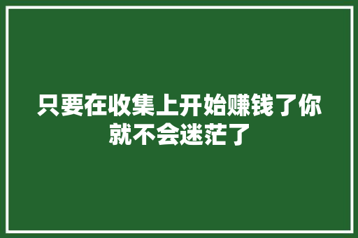 只要在收集上开始赚钱了你就不会迷茫了
