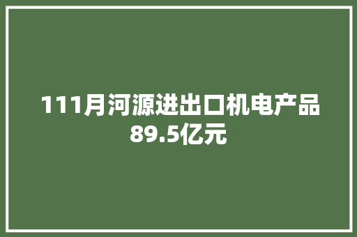 111月河源进出口机电产品89.5亿元