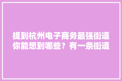 提到杭州电子商务最强街道你能想到哪些？有一条街道“深藏不露”
