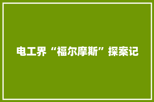 电工界“福尔摩斯”探案记