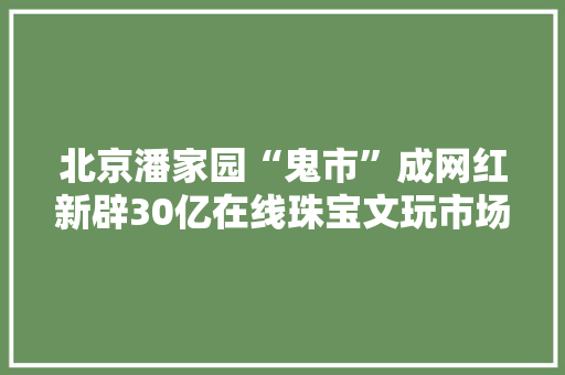 北京潘家园“鬼市”成网红新辟30亿在线珠宝文玩市场｜电商改变中国