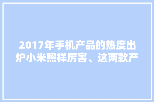 2017年手机产品的热度出炉小米照样厉害、这两款产品很受关注
