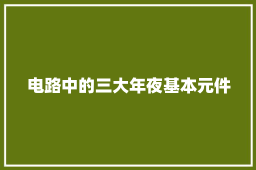 电路中的三大年夜基本元件